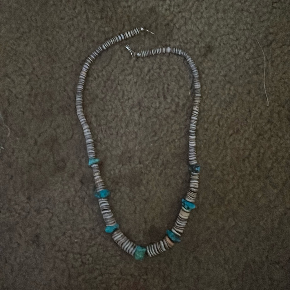 Vintage Handmade Heishi and 7 Turquoise Nuggets Necklace